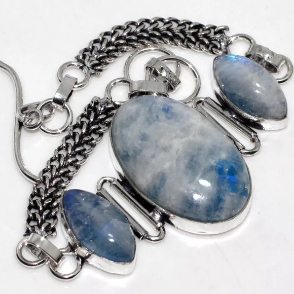 Earth Art hand crafted artisan Jewelry - Gorgeous rainbow moonstone bracelet